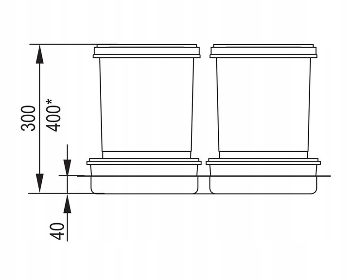 Pojemnik na odpady PRAKTIKO 60 podwójny (2x15l) tworzywo sztuczne
