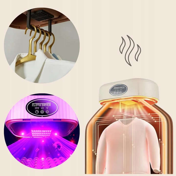 Przenośna Suszarka 600W Składana UV + Cicha 45dB Szybkoschnąca Do