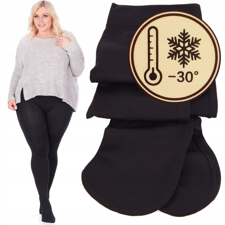 Rajstopy POLAR -30* OCIEPLANE zimowe wyszczuplające MOCNO KRYJĄCE PLUS SIZE