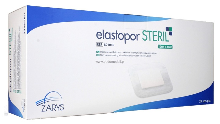 Elastopor Steril 10 cm x 25 cm Opatrunek z wkładem chłonnym jałowy 25 sztuk
