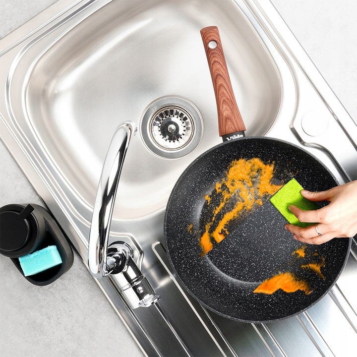 Wok GRANITOWY patelnia głęboka do smażenia duszenia dań azjatyckich 28 cm