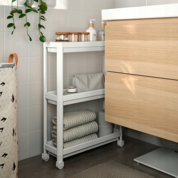 IKEA VESKEN Biały WÓZEK REGAŁ ŁAZIENKOWY półka