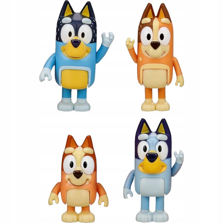 BLUEY ZESTAW 4 FIGUREK RODZINKA FIGURKI BINGO CHILI BANDIT MAMA PREZENT 8CM