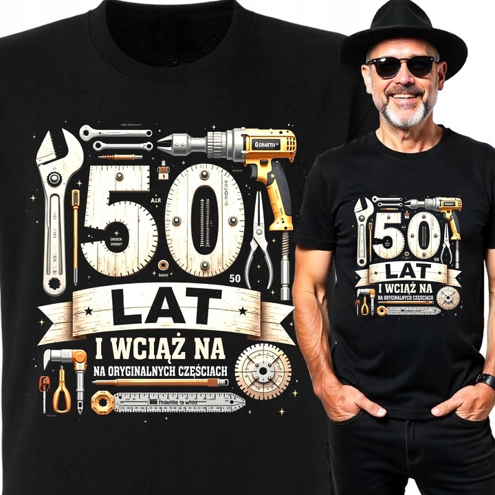 Koszulka na 50 Urodziny Prezent dla Faceta na Oryginalnych Częściach L