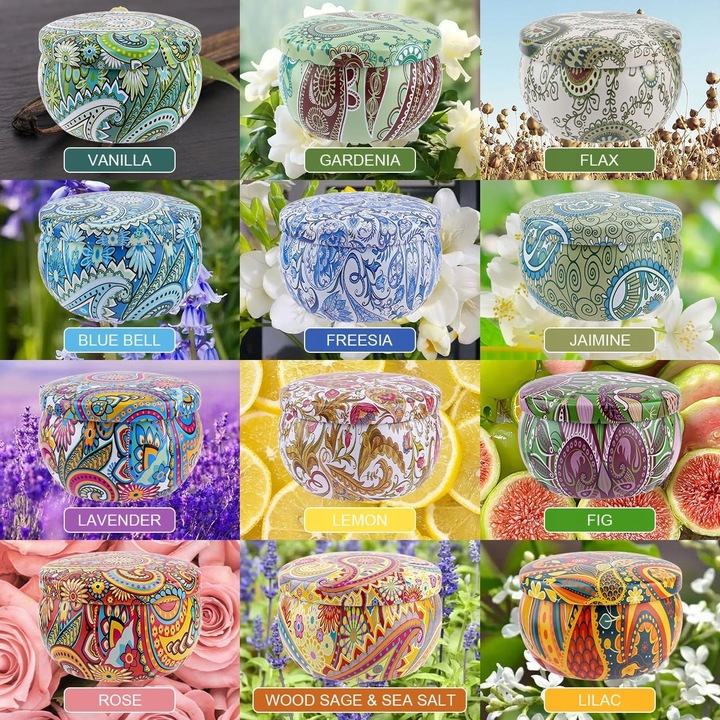 ŚWIECE ZAPACHOWE ZESTAW 12 SZTUK SOJOWE NA PREZENT DLA MAMY BABCI