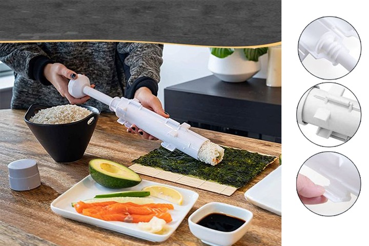 ZESTAW MASZYNKA DO ROBIENIA SUSHI Z ROLKA MATA AKCESORIA DO SUSHI BAZOOKA