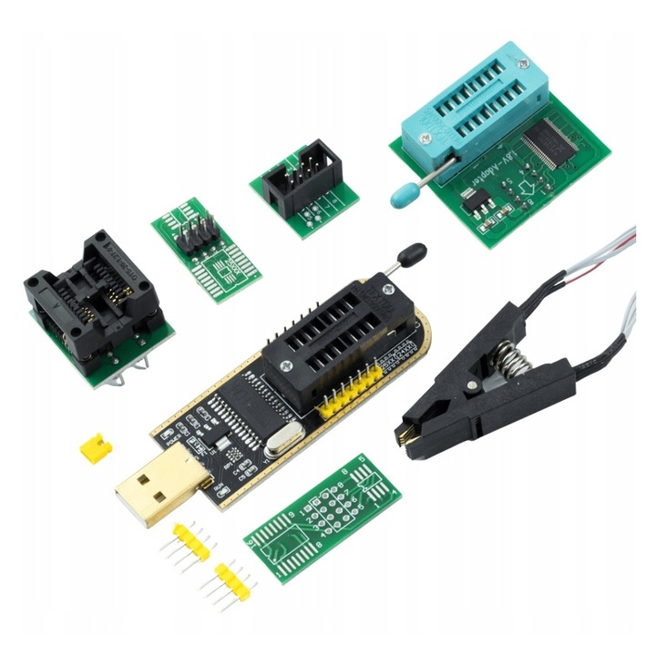 Duży zestaw programator EEPROM i Flash na CH341A I2C SPI Adapter Klips