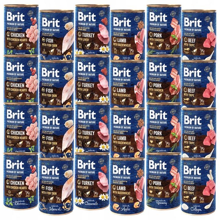 BRIT BY NATURE Karma mokra dla psa mix smaków 24 x 400g
