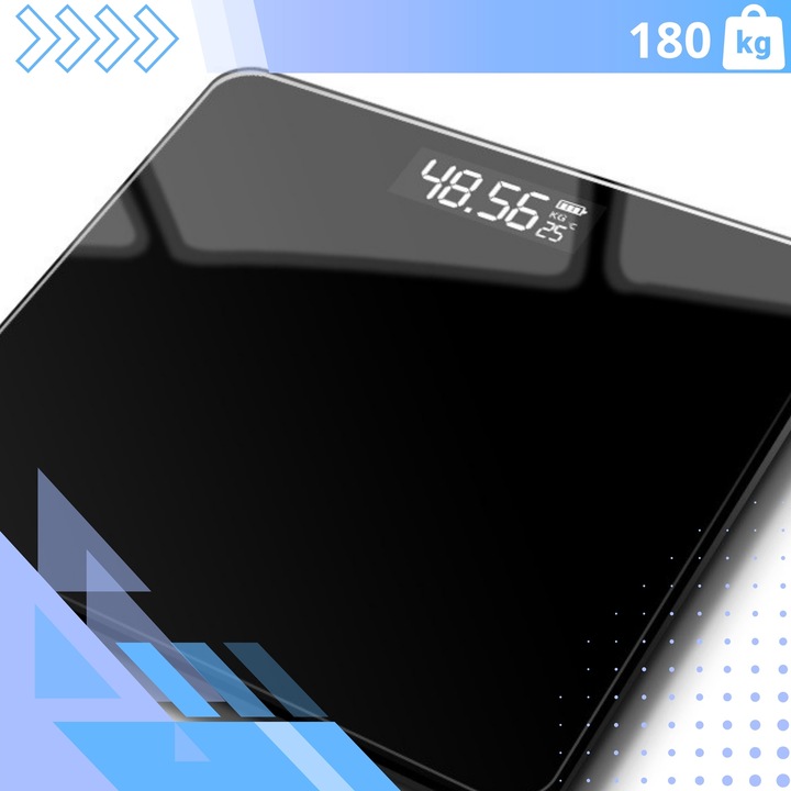 WAGA ŁAZIENKOWA ELEKTRONICZNA SZKLANA LED SLIM PRECYZYJNA 180 KG +