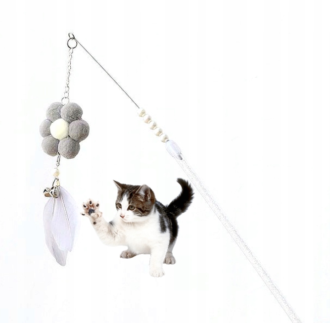 ZABAWKA DLA KOTA WĘDKA Z MASKOTKĄ 12 SZARA