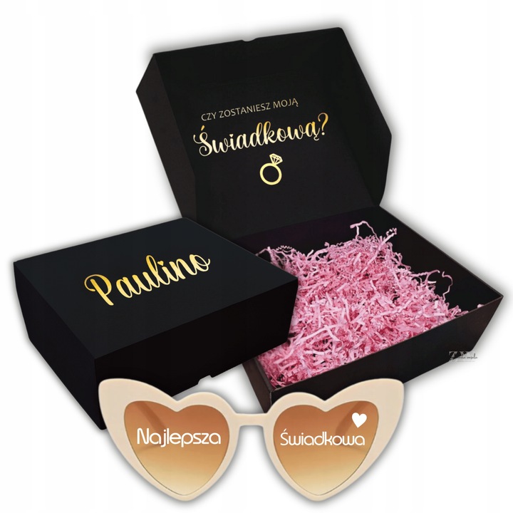 Pudełko box CZARNE czy zostaniesz ŚWIADKIEM Świadkową ślub prezent