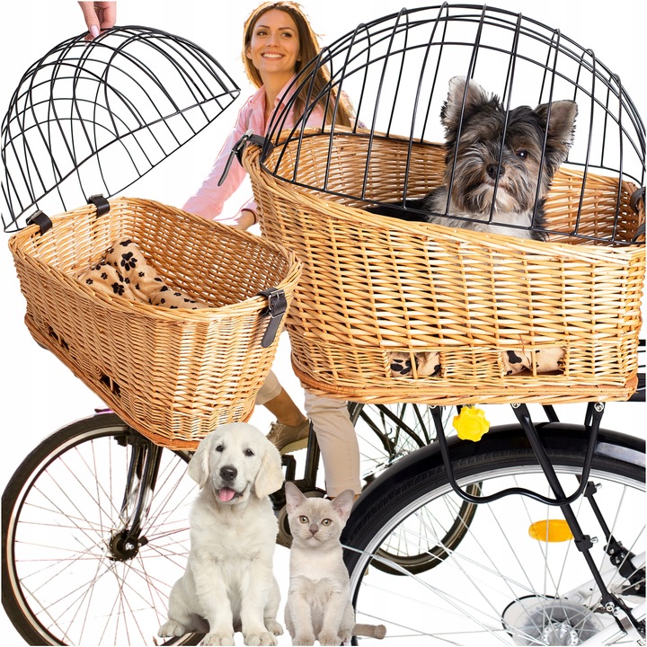 KOSZ ROWEROWY WIKLINOWY NA BAGAŻNIK TRANSPORTER TYLNY KOSZYK DUŻY PODUSZKA