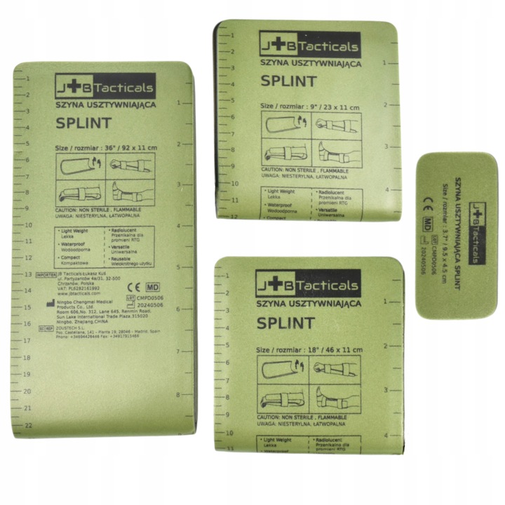 Zestaw 4 szyn unieruchamiających SPLINT 92 / 46 / 23/ 9,5 cm + TORBA
