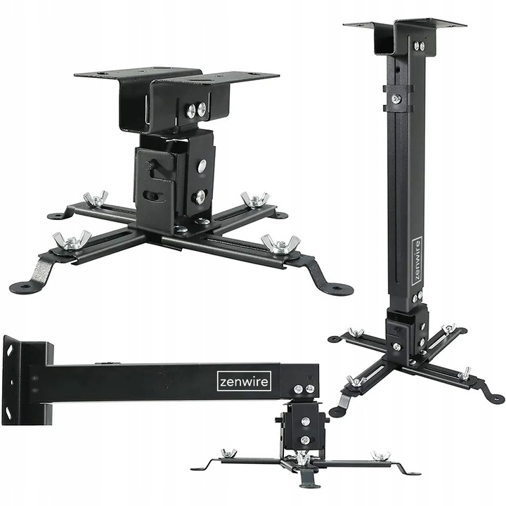 Wieszak Uchwyt do Projektora Rzutnika Czarny 4w1 Sufitowy Ścienny do 25 kg