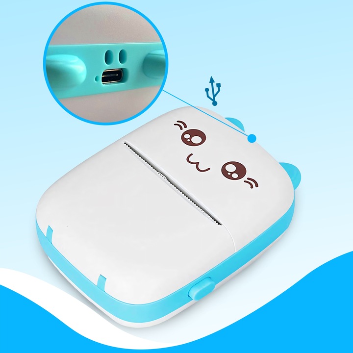 MINI DRUKARKA TERMICZNA DRUKUŚ ORYGINALNY PRZENOŚNA DO ZDJĘĆ KOTEK 11 ROLEK