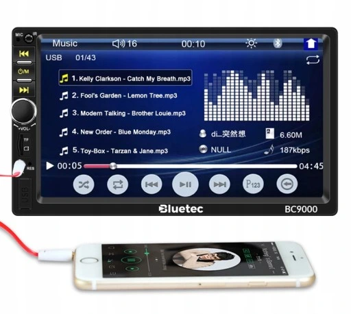 Radio samochodowe Bluetooth 2DIN + kamera cofania