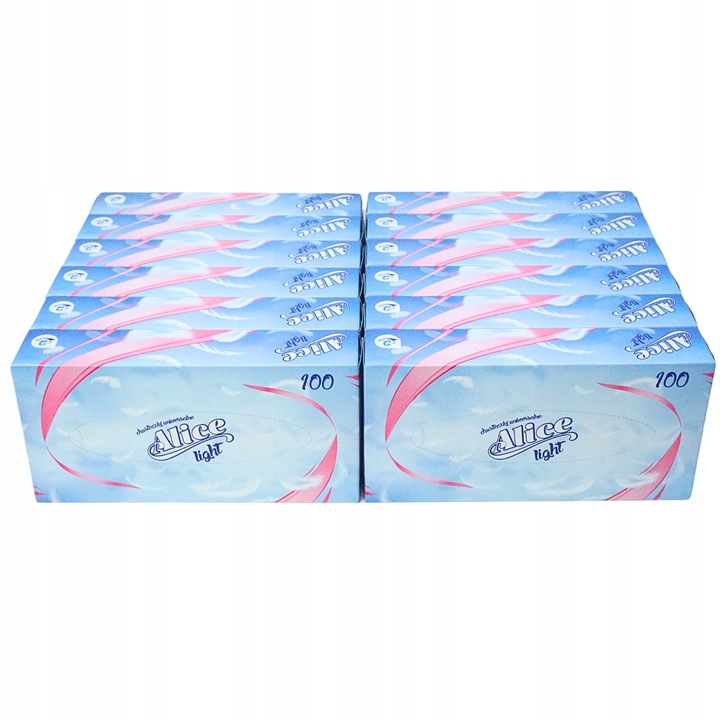 CHUSTECZKI HIGIENICZNE Alice 12x 100 sztuk 2W CELULOZA WYCIĄGANE W PUDEŁKU