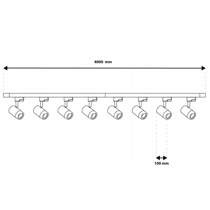 Zestaw Szynoprzewód Szyna 4m + 8x Lampa Reflektor GU10 230V Sufitowa