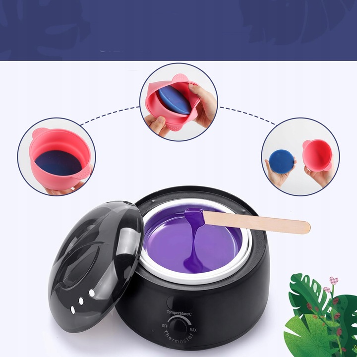 Zestaw do depilacji PODGRZEWACZ 500ml 100W 5x wosk twardy LED wyświetlacz