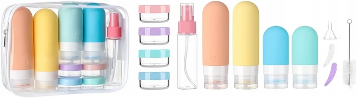 KOSMETYCZKA PODRÓŻNA POJEMNIKI DO SAMOLOTU BUTELKI ZESTAW PODRÓŻNY