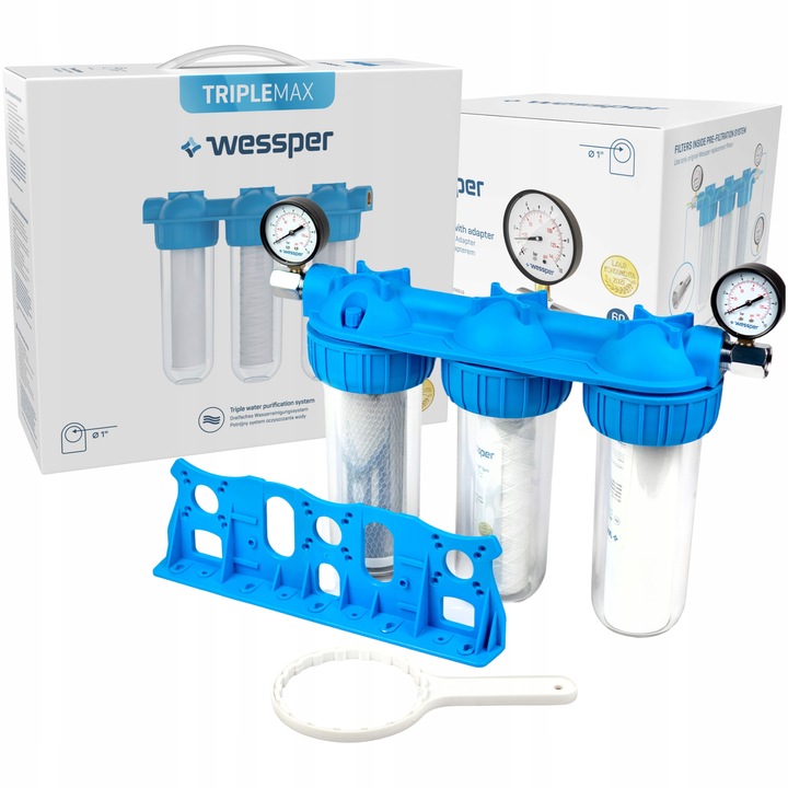 Filtr wody na cały dom 1 cal 3 stopniowy do domu + 3x filtr 2x manometr