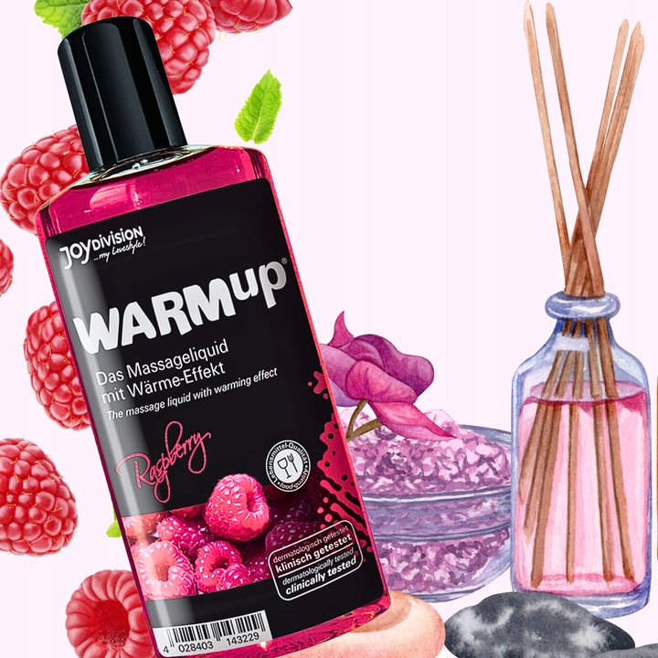 Olejek do masażu erotycznego dla par JADALNY malinowy ROZGRZEWAJĄCY 150 ml