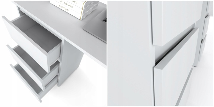 Biurko Białe 120cm Biurko szkolne 6 szuflad Stolik dla dziecka