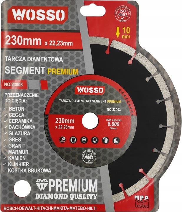 TARCZA DIAMENTOWA SEGMENTOWA 230MM DO BETONU KOSTKI CEGŁY SEGMENT PRO
