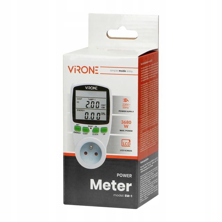 WATOMIERZ LICZNIK ENERGII MIERNIK ZUŻYCIA POBORU PRĄDU WOLTOMIERZ 2 TARYFY