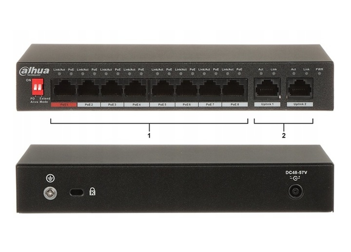 Top Zestaw monitoringu do dużego Domu IP 8 Inteligentnych Kamer Dahua 8MPx