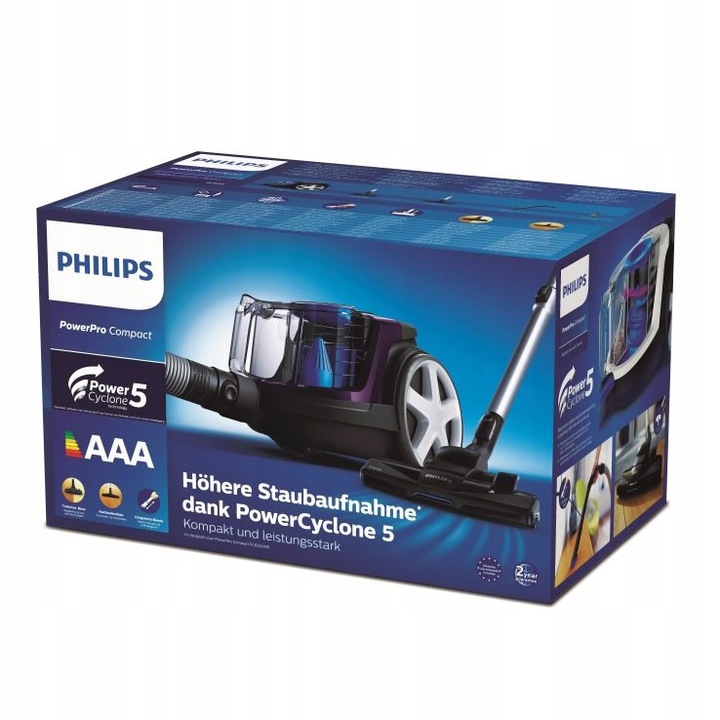 Odkurzacz bezworkowy 900W Philips PowerPro Compact Seria 3000