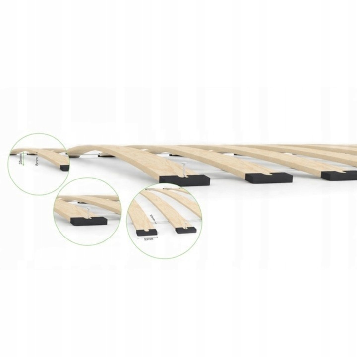 Stelaż do łóżka 90x200 sprężynujący 16 listew 150kg pod materac