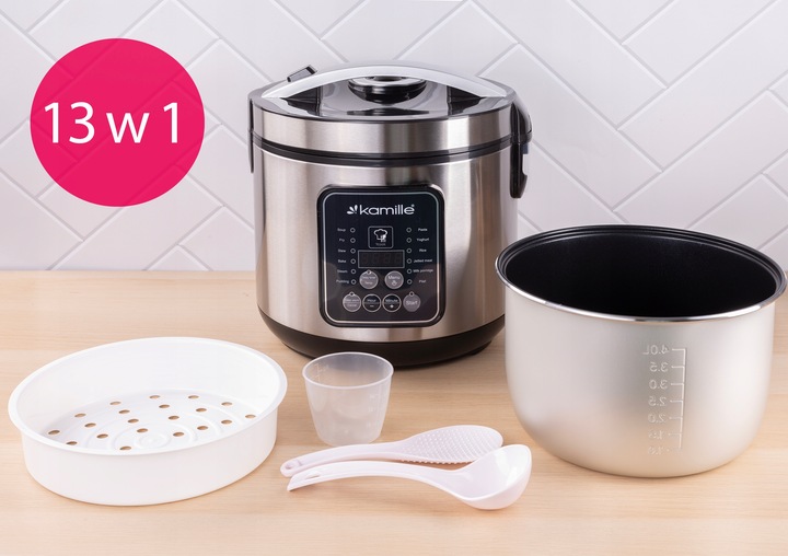 MULTICOOKER ELEKTRYCZNY garnek SZYBKOWAR parowar 13 programów KAMILLE