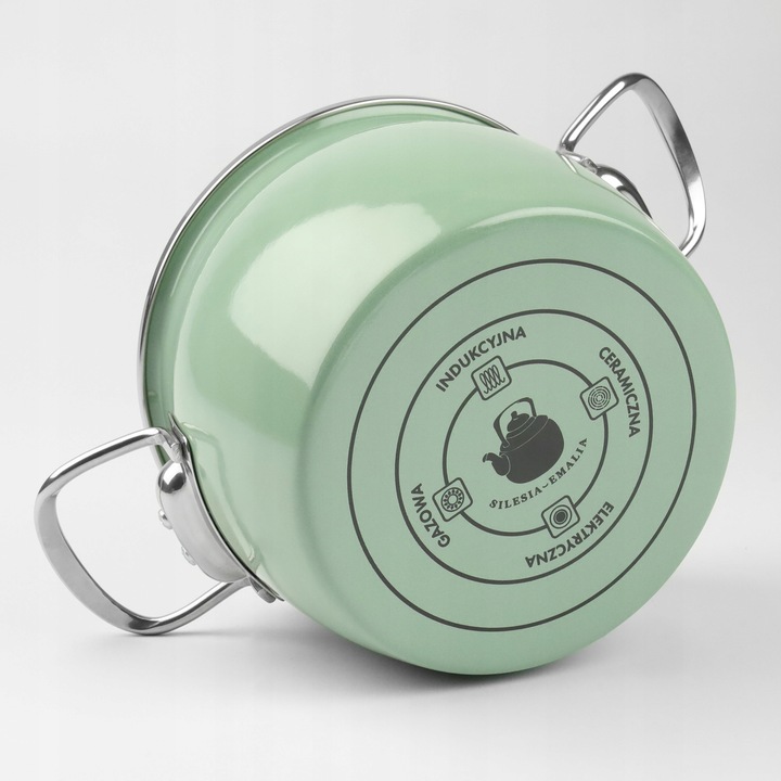 Zestaw garnków emaliowanych 2,3L 3L 4L 5L seledynowe INDUKCJA GAZ MARYNA