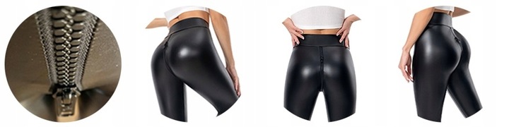 OBCISŁE LEGGINSY Z POŁYSKIEM SEXY GETRY ZAMEK W KROKU DO SEKSU