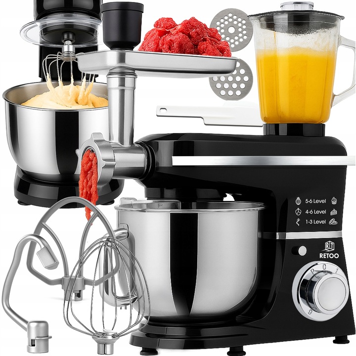 ROBOT KUCHENNY PLANETARNY Z MISĄ BLENDER MASZYNKA DO MIĘSA MIKSER 5w1