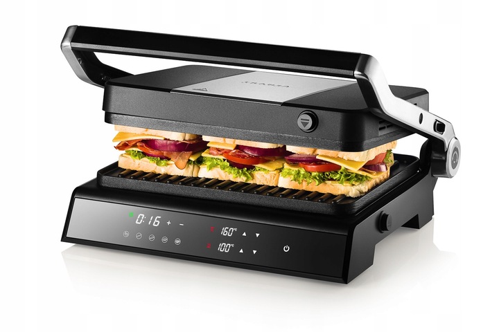 GRILL ELEKTRYCZNY Z REGULACJĄ TEMPERATURY 5 PROGRAMÓW ROZKŁADANY LED