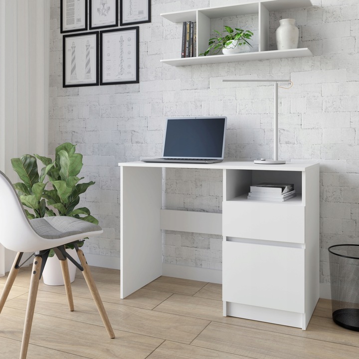 BIURKO BIAŁE KOMPUTEROWE MŁODZIEŻOWE STOLIK SZUFLADY 100cm