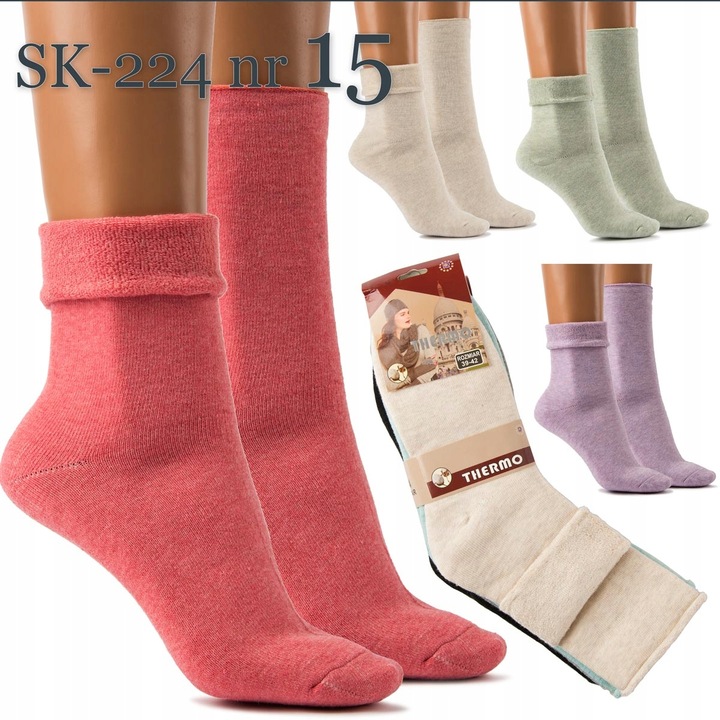Skarpety damskie BAWEŁNIANE BEZUCISKOWE TERMICZNE CIEPŁE 39-42