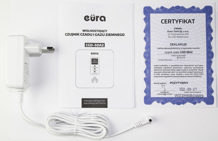 2w1 Czujnik Czadu Tlenku Węgla Gazu Ziemnego 230V