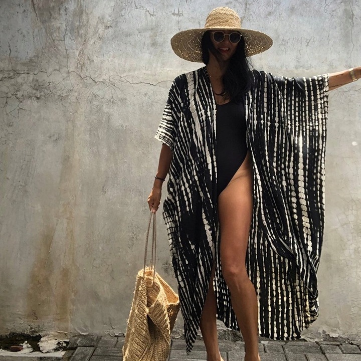 PAREO na plażę ZWIEWNA sukienka długa narzutka LETNIA tunika damska BOHO