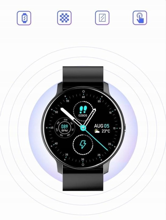 CZARNY SMARTWATCH Gravity GT1-3 PRO INTELIGENTNY CIŚNIENIE TLEN KROKOMIERZ