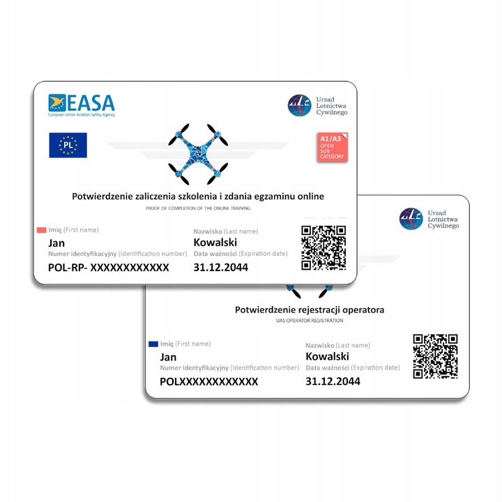 Wydruk Certyfikatu ULC na DRONA Karta PCV 2 str.