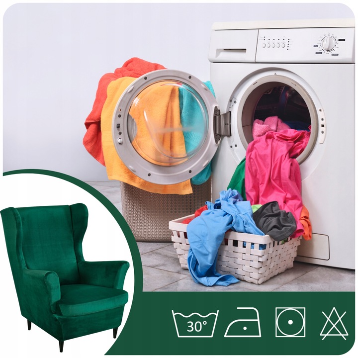 POKROWIEC NA FOTEL USZAK BUTELKOWA ZIELEŃ WELUR ELASTYCZNY GRUBY PREMIUM