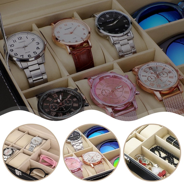 Szkatułka Pudełko Organizer Etui Zegarki i Okulary