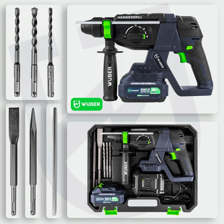 WIERTARKA MŁOTOWIERTARKA AKUMULATOROWA 20V MŁOT UDAROWY 1000 W MOCNA