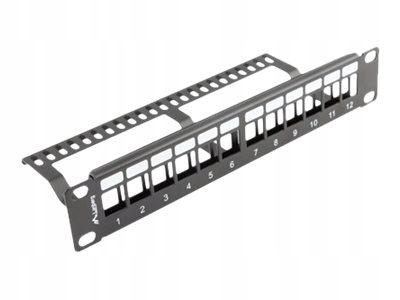 LANBERG patch panel blank 12 port 1U with organizer for keystone modules