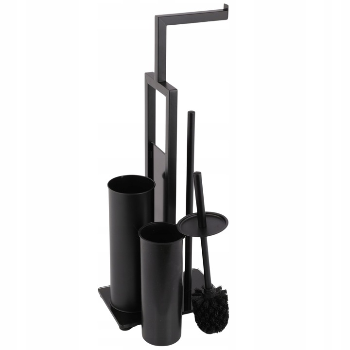 STOJAK na szczotkę WC + KOSZ na śmieci mały czarny zestaw łazienkowy