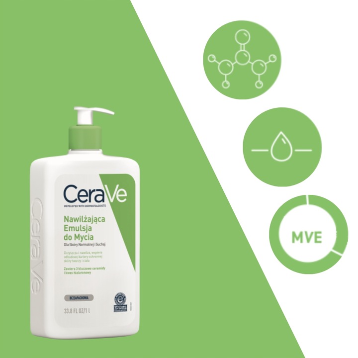 CeraVe Emulsja Nawilżająca do Mycia Dla Skóry Normalnej i Suchej 1l