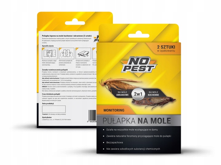 PUŁAPKA LEP NA MOLE SPOŻYWCZE KUCHENNE ODZIEŻOWE UBRANIOWE 2W1 10 SZT